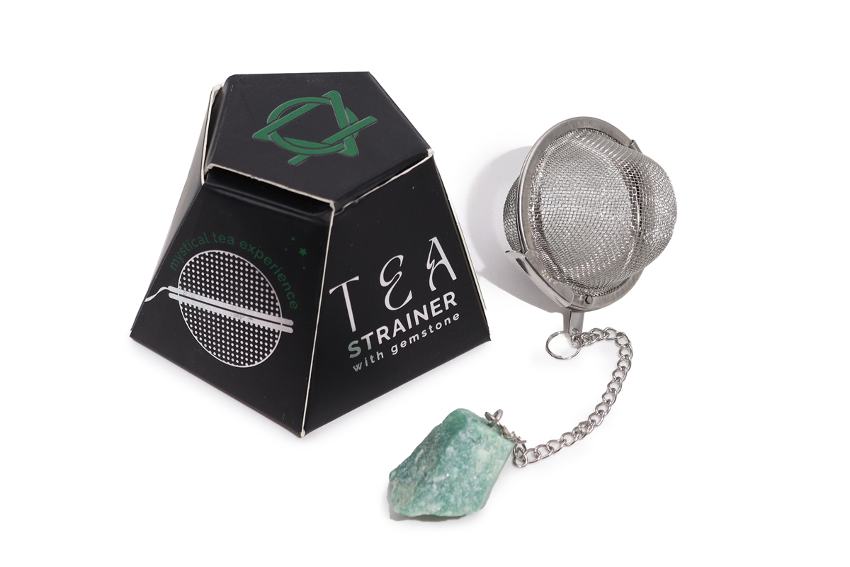 Arbatos sietelis su kristalu (žaliasis aventurinas)